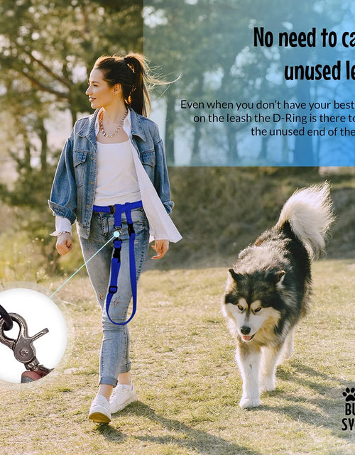 Load image into Gallery viewer, Hands Free Dog Leash, Adjustable Leash for Running, Jogging, Training and Service Dogs, Great for Small, Medium and Large Dogs, Made in USA (Royal Blue, Large Belt (27"- 50" Waist))
