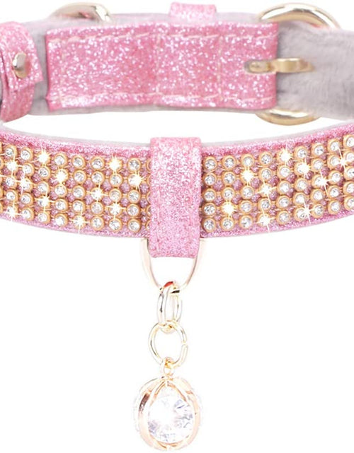Load image into Gallery viewer, Cat Collar, Dog Collar, [Bling Rhinestones] Premium PU Leather with Pendant Adjustable Collars for Small to Medium Dog Medium Pink
