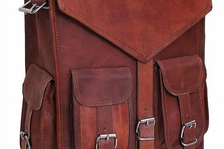 Vintage Leather Backpack Laptop Messenger Bag Rucksack Sling for Men Women, Brown, Size- 15"(H) X 5"(W) X 11"(L)