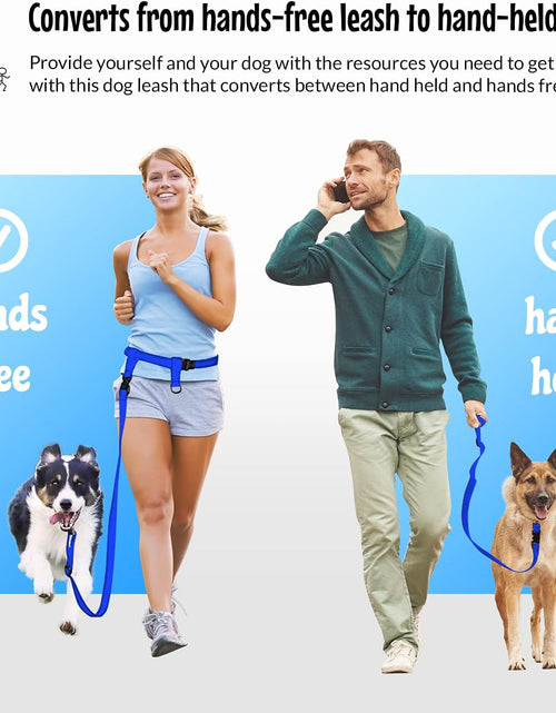 Load image into Gallery viewer, Hands Free Dog Leash, Adjustable Leash for Running, Jogging, Training and Service Dogs, Great for Small, Medium and Large Dogs, Made in USA (Royal Blue, Large Belt (27"- 50" Waist))
