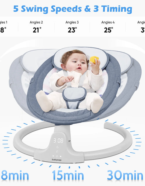 Load image into Gallery viewer, Baby Swing for Infants - APP Remote Bluetooth Control, 5 Speed Settings, 10 Lullabies, USB Plug (Blue)
