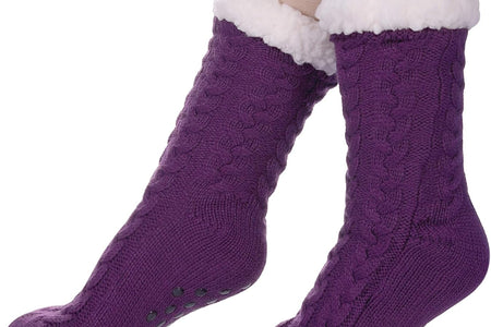 Women'S Winter Super Soft Warm Cozy Fuzzy Fleece-Lined with Grippers Slipper Socks