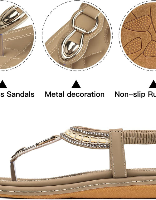Load image into Gallery viewer, Womens Sandals Dressy Summer: Women Comfortable Walking Flat Bohemian T-Strap Ladies Casual Comfy Sandals
