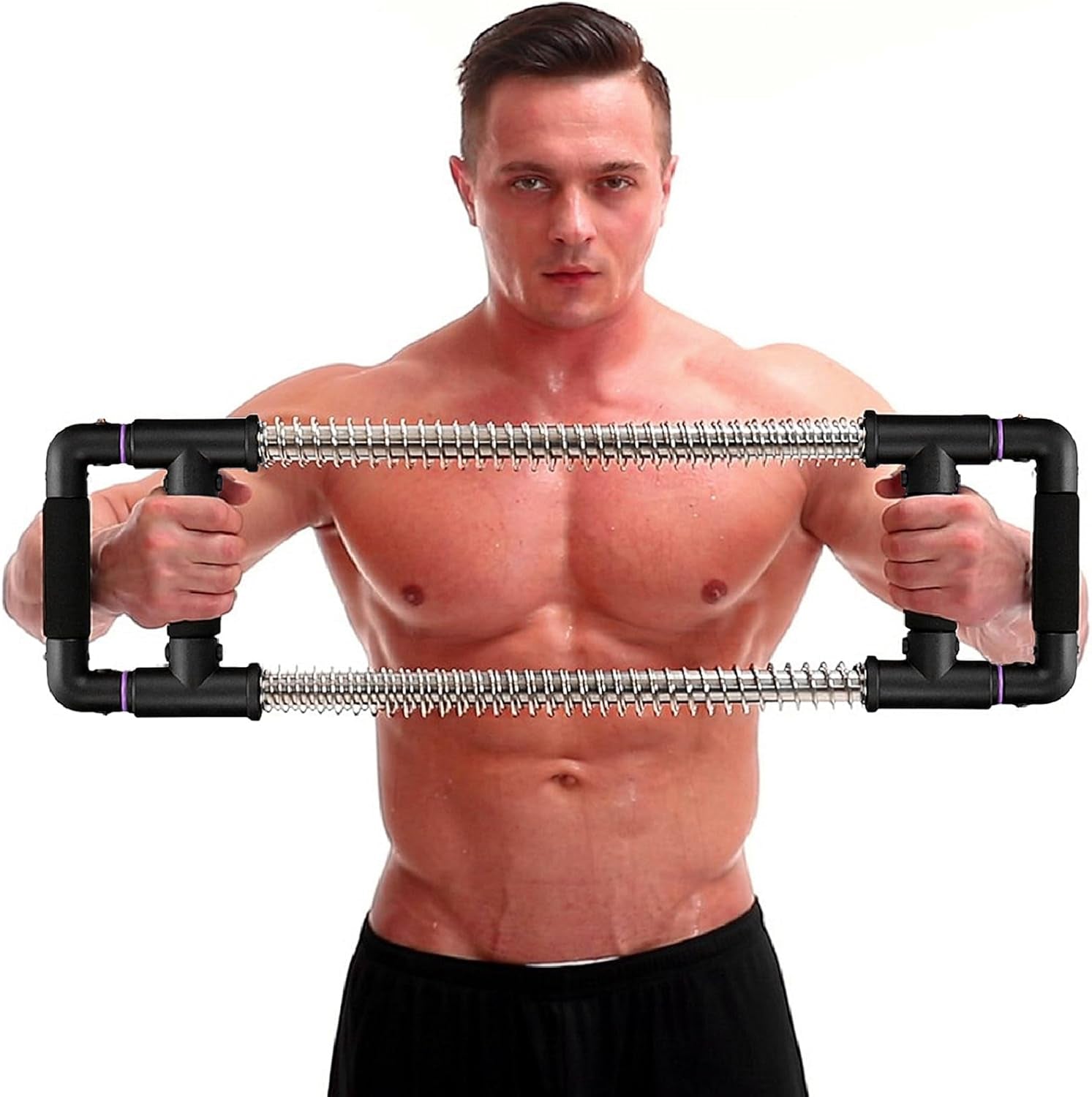 Push down Bar Machine - Chest Expander at Home Workout Equipment, Arm Exerciser Portable Spring Resistance Exercise Gym Kit for Home, Travel or Outdoors