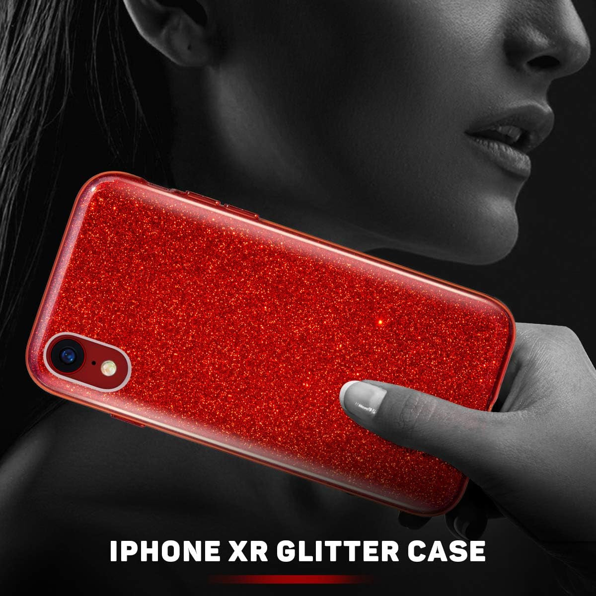 Iphone XR Case,Bling Sparkle Cute Girls Women Protective Case for Iphone XR 6.1"(Red)