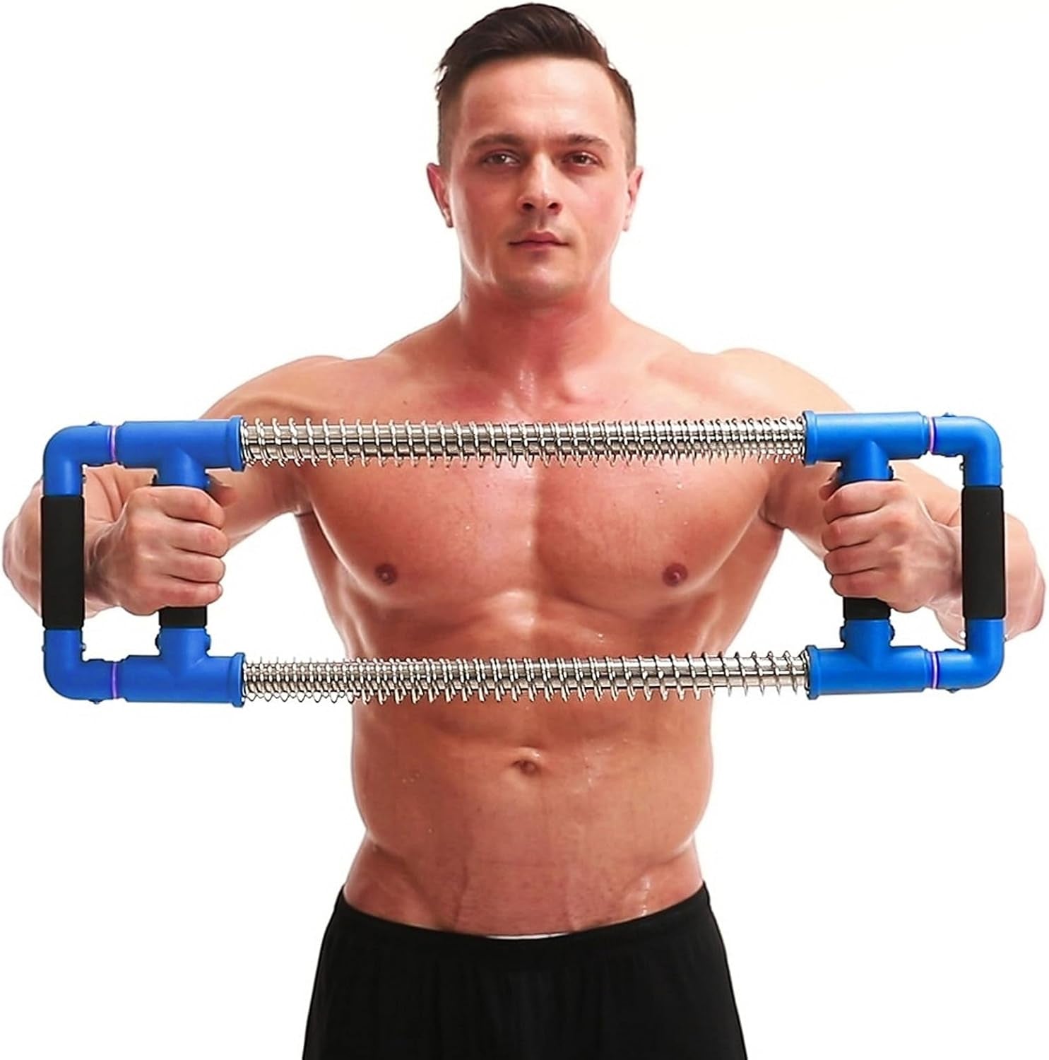 Push down Bar Machine - Chest Expander at Home Workout Equipment, Arm Exerciser Portable Spring Resistance Exercise Gym Kit for Home, Travel or Outdoors