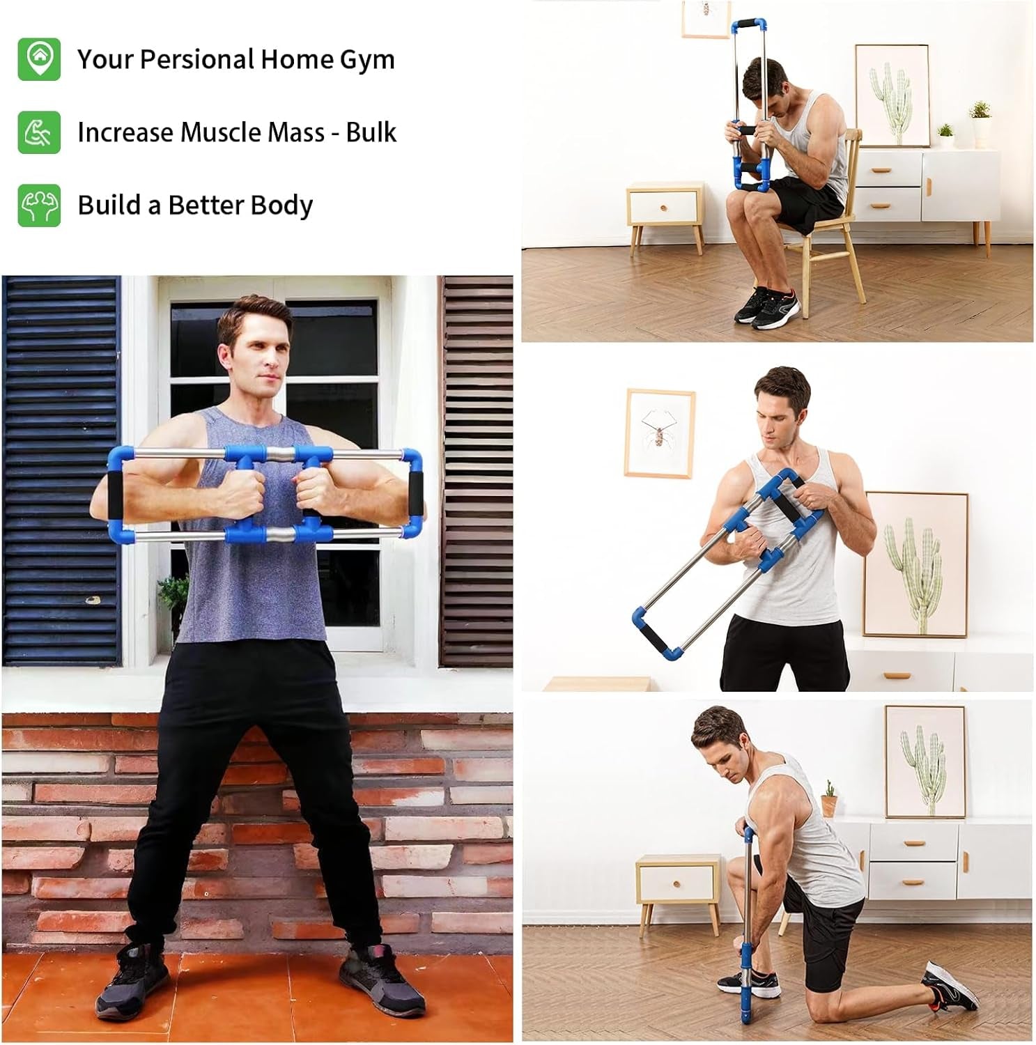 Push down Bar Machine - Chest Expander at Home Workout Equipment, Arm Exerciser Portable Spring Resistance Exercise Gym Kit for Home, Travel or Outdoors