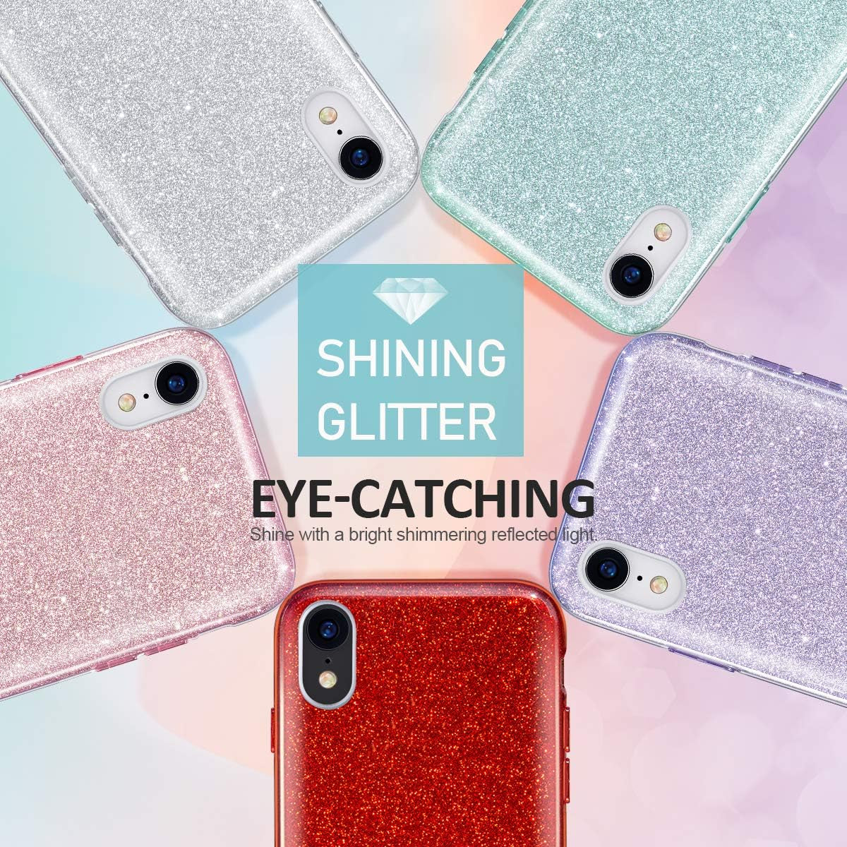 Iphone XR Case,Bling Sparkle Cute Girls Women Protective Case for Iphone XR 6.1"(Red)