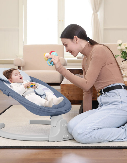 Load image into Gallery viewer, Baby Swing for Infants - APP Remote Bluetooth Control, 5 Speed Settings, 10 Lullabies, USB Plug (Blue)
